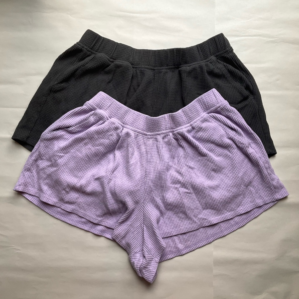 Set of two Aerie Charcoal and Lavender Waffle Knit Shorts
